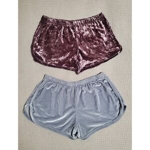 Set Of 2 Womens Velvet Shorts Brandy Melville Light Blue Purple Liz and Sara S/M